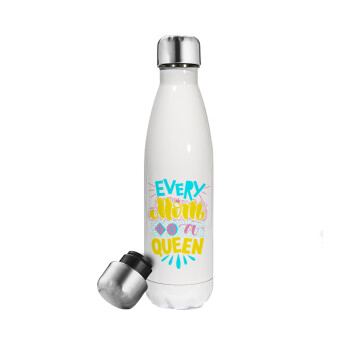 Every mom is a Queen, Metal mug thermos White (Stainless steel), double wall, 500ml