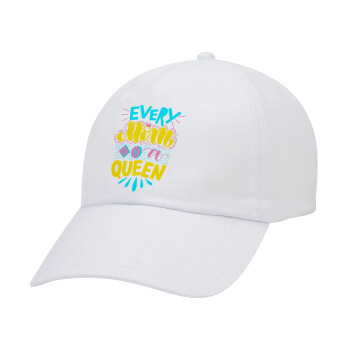 Every mom is a Queen, Καπέλο Ενηλίκων Baseball Λευκό 5-φύλλο (POLYESTER, ΕΝΗΛΙΚΩΝ, UNISEX, ONE SIZE)