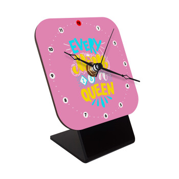 Every mom is a Queen, Quartz Wooden table clock with hands (10cm)