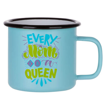 Every mom is a Queen, Κούπα Μεταλλική εμαγιέ ΜΑΤ σιέλ 360ml