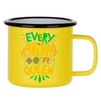 Every mom is a Queen, Metallic enamel MATT Yellow cup 360ml