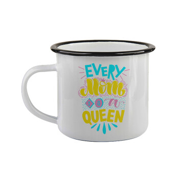 Every mom is a Queen, Κούπα εμαγιέ με μαύρο χείλος 360ml