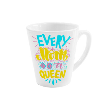 Every mom is a Queen, Κούπα κωνική Latte Λευκή, κεραμική, 300ml