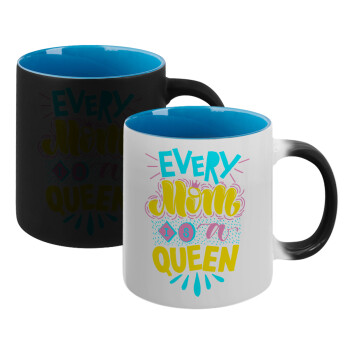 Every mom is a Queen, Κούπα Μαγική εσωτερικό μπλε, κεραμική 330ml που αλλάζει χρώμα με το ζεστό ρόφημα (1 τεμάχιο)