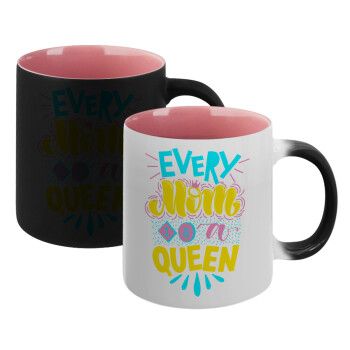 Every mom is a Queen, Κούπα Μαγική εσωτερικό ΡΟΖ, κεραμική 330ml που αλλάζει χρώμα με το ζεστό ρόφημα