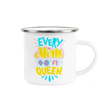 Every mom is a Queen, Metallic enamel cup white 360ml