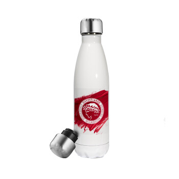 Olympiacos F.C., Metal mug thermos White (Stainless steel), double wall, 500ml