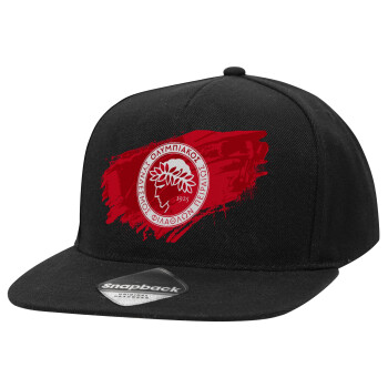 Olympiacos F.C., Καπέλο Ενηλίκων Flat Snapback Μαύρο, (POLYESTER, ΕΝΗΛΙΚΩΝ, UNISEX, ONE SIZE)
