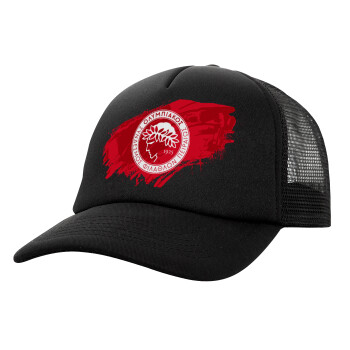 Olympiacos F.C., Καπέλο Ενηλίκων Soft Trucker με Δίχτυ Μαύρο (POLYESTER, ΕΝΗΛΙΚΩΝ, UNISEX, ONE SIZE)