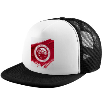 Olympiacos F.C., Καπέλο παιδικό Soft Trucker με Δίχτυ ΜΑΥΡΟ/ΛΕΥΚΟ (POLYESTER, ΠΑΙΔΙΚΟ, ONE SIZE)