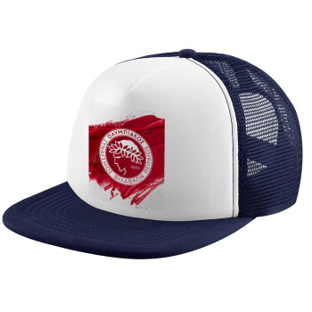 Olympiacos F.C., Adult Soft Trucker Hat with Dark Blue/White Mesh (POLYESTER, ADULT, UNISEX, ONE SIZE)