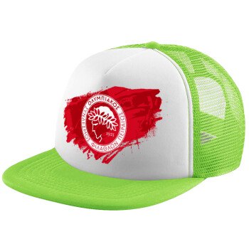 Olympiacos F.C., Καπέλο παιδικό Soft Trucker με Δίχτυ ΠΡΑΣΙΝΟ/ΛΕΥΚΟ (POLYESTER, ΠΑΙΔΙΚΟ, ONE SIZE)