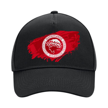 Olympiacos F.C., Adult Ultimate Hat BLACK, (100% COTTON DRILL, ADULT, UNISEX, ONE SIZE)