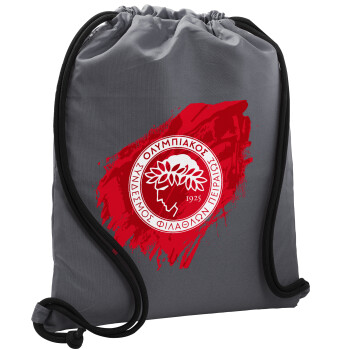 Olympiacos F.C., Τσάντα πλάτης πουγκί GYMBAG ΓΚΡΙ, με τσέπη (40x48cm) & χονδρά κορδόνια