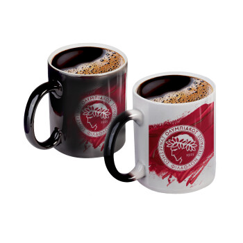 Olympiacos F.C., Color changing magic Mug, ceramic, 330ml when adding hot liquid inside, the black colour desappears (1 pcs)