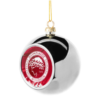 Olympiacos F.C., Silver 8cm Christmas tree ball ornament