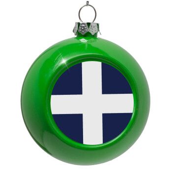 Ελληνική σημαία, Hellas, Green Christmas tree ornament bauble 8cm