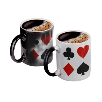 Τραπουλόχαρτα, Color changing magic Mug, ceramic, 330ml when adding hot liquid inside, the black colour desappears (1 pcs)