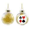 Transparent Christmas tree ball ornament with gold filling 8cm