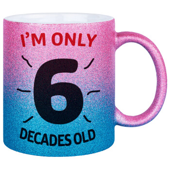 I'm only NUMBER decades OLD, Κούπα Χρυσή/Μπλε Glitter, κεραμική, 330ml