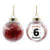 Transparent Christmas tree ball ornament with red filling 8cm