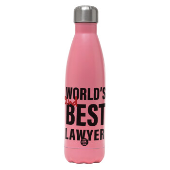 2nd, World Best Lawyer , Μεταλλικό παγούρι θερμός Ροζ Ματ (Stainless steel), διπλού τοιχώματος, 500ml