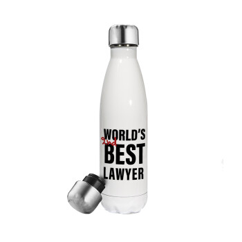 2nd, World Best Lawyer , Μεταλλικό παγούρι θερμός Λευκό (Stainless steel), διπλού τοιχώματος, 500ml