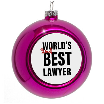 2nd, World Best Lawyer , Purple Christmas tree ornament bauble 8cm