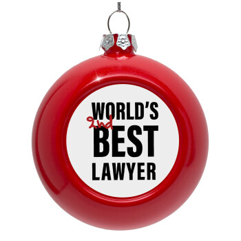 2nd, World Best Lawyer , Red Christmas tree ornament bauble 8cm