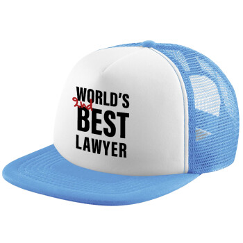 2nd, World Best Lawyer , Καπέλο παιδικό Soft Trucker με Δίχτυ ΓΑΛΑΖΙΟ/ΛΕΥΚΟ (POLYESTER, ΠΑΙΔΙΚΟ, ONE SIZE)