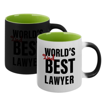 2nd, World Best Lawyer , Κούπα Μαγική εσωτερικό πράσινο, κεραμική 330ml που αλλάζει χρώμα με το ζεστό ρόφημα (1 τεμάχιο)