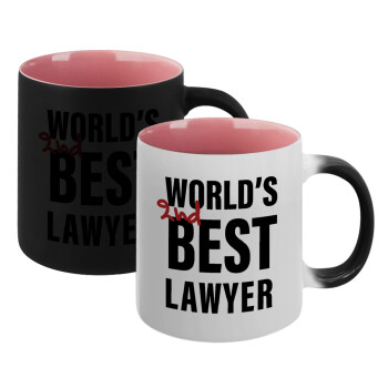 2nd, World Best Lawyer , Κούπα Μαγική εσωτερικό ΡΟΖ, κεραμική 330ml που αλλάζει χρώμα με το ζεστό ρόφημα (1 τεμάχιο)