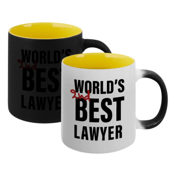 2nd, World Best Lawyer , Κούπα Μαγική εσωτερικό κίτρινη, κεραμική 330ml που αλλάζει χρώμα με το ζεστό ρόφημα (1 τεμάχιο)