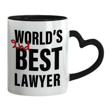 2nd, World Best Lawyer , Mug heart black handle, ceramic, 330ml