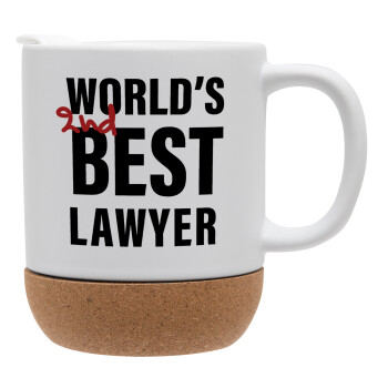 2nd, World Best Lawyer , Κούπα, κεραμική με βάση φελού και καπάκι (ΜΑΤ), 330ml (1 τεμάχιο)