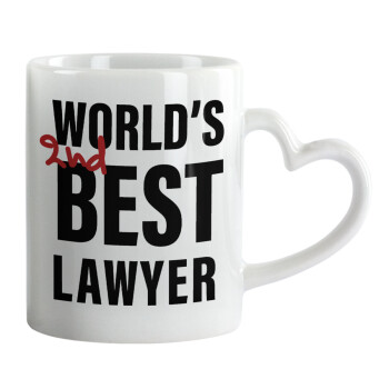 2nd, World Best Lawyer , Mug heart handle, ceramic, 330ml