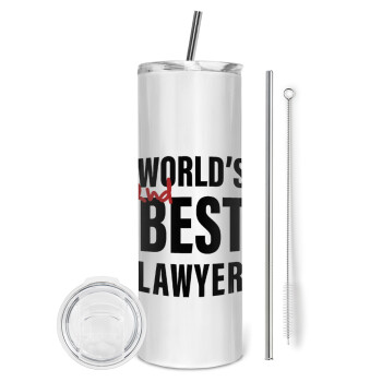 2nd, World Best Lawyer , Eco friendly stainless steel tumbler 600ml, with metal straw & cleaning brush