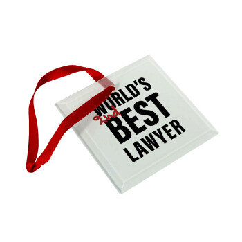 2nd, World Best Lawyer , Στολίδι Χριστουγεννιάτικο στολίδι γυάλινο τετράγωνο 9x9cm