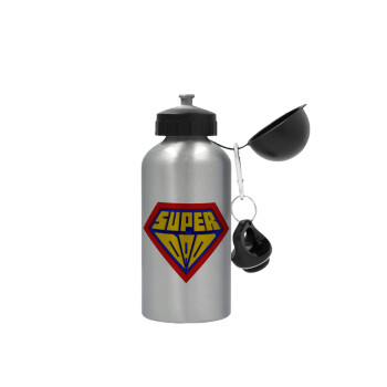 Super Dad 3D, Metallic water jug, Silver, aluminum 500ml
