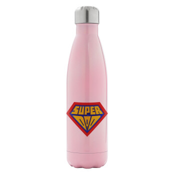Super Dad 3D, Metal mug thermos Pink Iridiscent (Stainless steel), double wall, 500ml