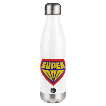 Super Dad 3D, Metal mug thermos White (Stainless steel), double wall, 500ml