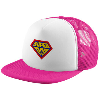 Super Dad 3D, Καπέλο Ενηλίκων Soft Trucker με Δίχτυ Pink/White (POLYESTER, ΕΝΗΛΙΚΩΝ, UNISEX, ONE SIZE)