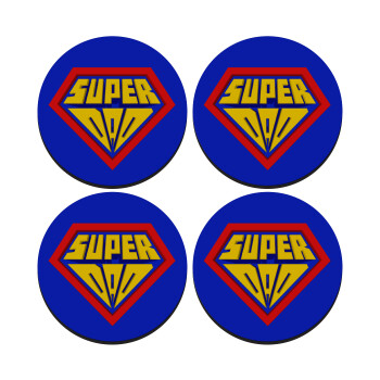 Super Dad 3D, SET of 4 round wooden coasters (9cm)