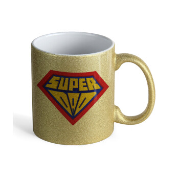 Super Dad 3D, Κούπα Χρυσή Glitter που γυαλίζει, κεραμική, 330ml