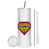 Eco friendly stainless steel tumbler 600ml, with metal straw & cleaning brush