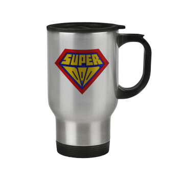 Super Dad 3D, Stainless steel travel mug with lid, double wall 450ml