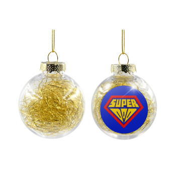 Super Dad 3D, Transparent Christmas tree ball ornament with gold filling 8cm