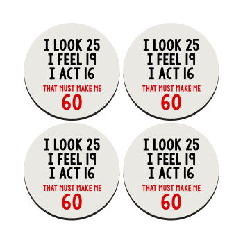 I look, i feel, i act..., SET of 4 round wooden coasters (9cm)