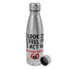 Metallic water bottle, stainless steel, 750ml