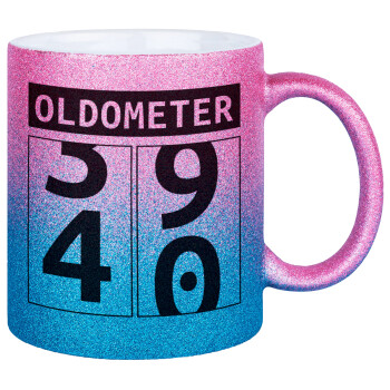 OLDOMETER, Κούπα Χρυσή/Μπλε Glitter, κεραμική, 330ml